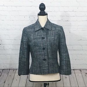 Loft Woven Black/White/Gray Blazer Size 10